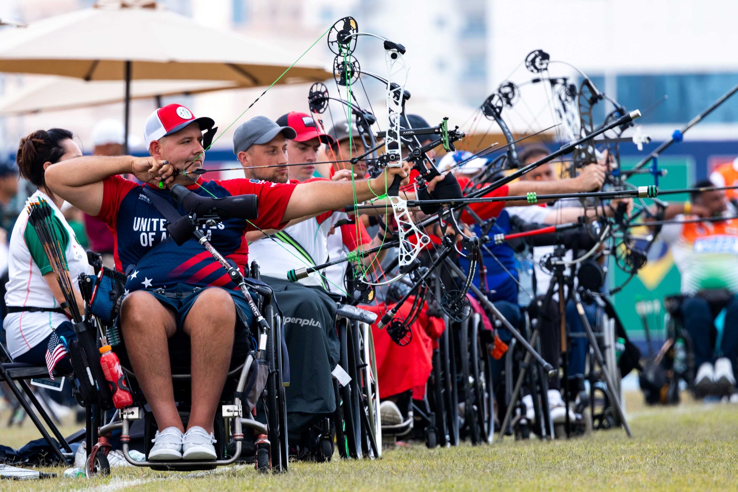 Archers compete in the Elimination rounds at 13th Fazza Dubai 2024 World Ranking Tournament.